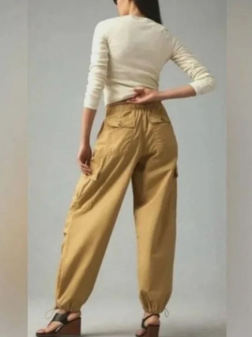 Anthropologie Avec Les Filles Tan Cargo Drawstring Jogger Pants - Picture 4 of 8